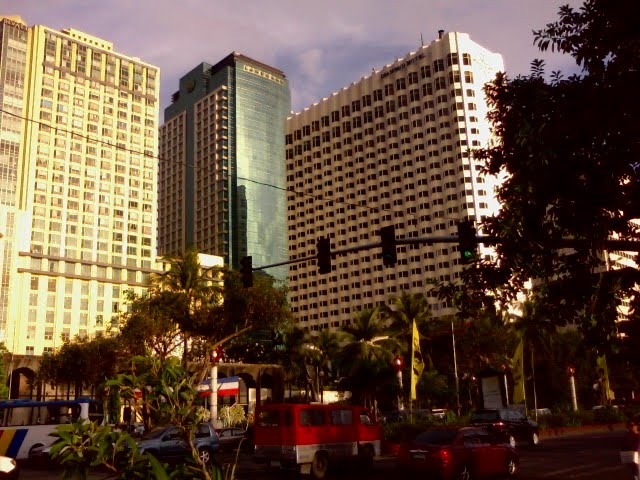 From the left; Manila Hyatt Hotel & Casino Manila, Landbank of the Philippines Tower and Diamond Hotel