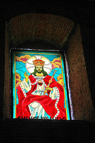 A Glass Mural depicting Jesus Christ the King