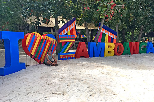 I love Zamboanga marker at the Great Santa Cruz Island