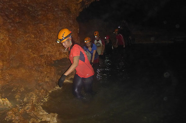 River crossing in Langun Cave