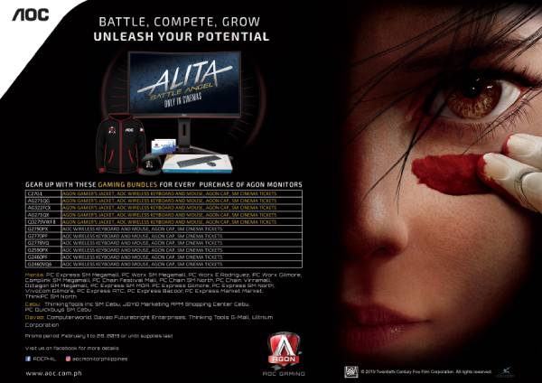 AOC Agon gaming monitors promotion with the list of store where you can avail the promo