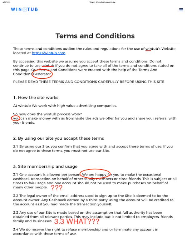 Wintube terms and conditions